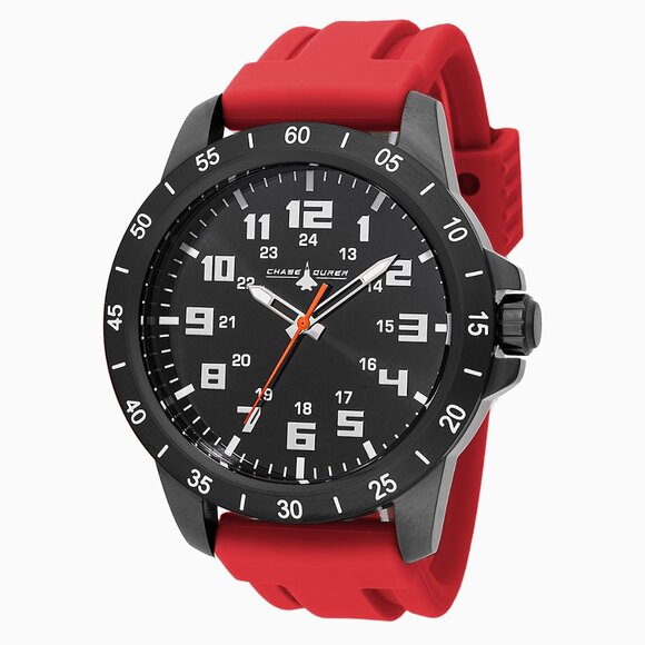 Chase Durer Men's Pilot Watch - 45mm, Black + Red (CDW-0137) - Picture 2 of 8